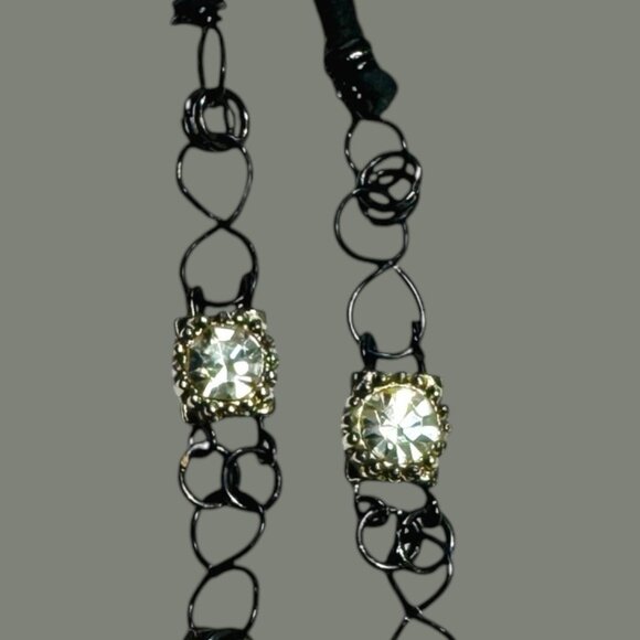 Mixed Media Crystal Skull Pendant &  VNTG Art-Deco Black Onyx & Silver Metalwork - Picture 6 of 17